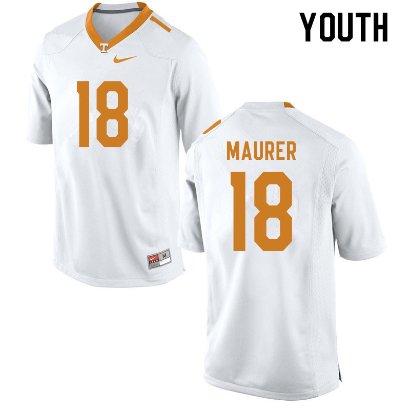 Youth #18 Brian Maurer Tennessee Volunteers College Football Jerseys Sale-White